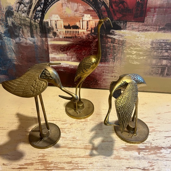 stunning Set Of 3 Vintage Brass Storks figurines - Picture 3 of 10